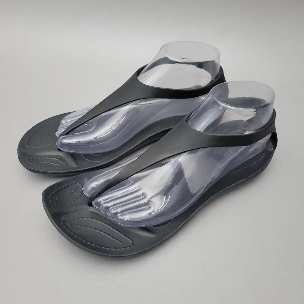 Crocs Womens Serena Sexy Flip Flop Sandal Size 9 Slingback Thong Black Shoe